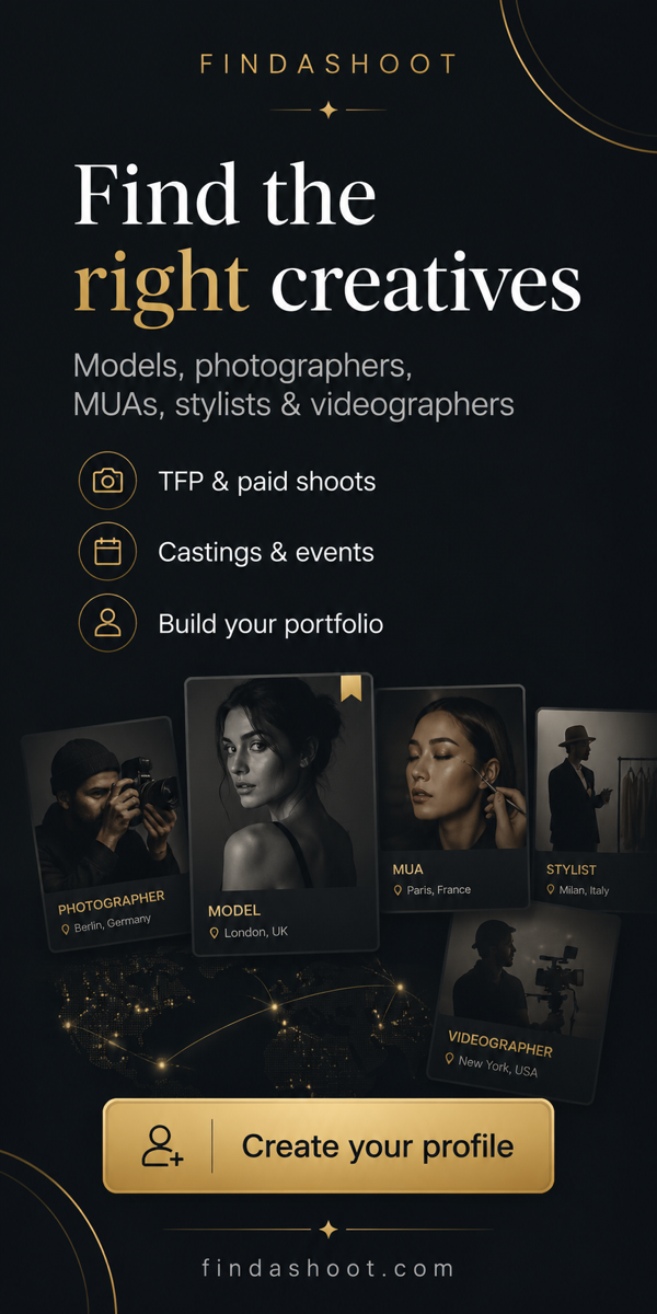 FindAShoot — find the right creatives. Create your profile.